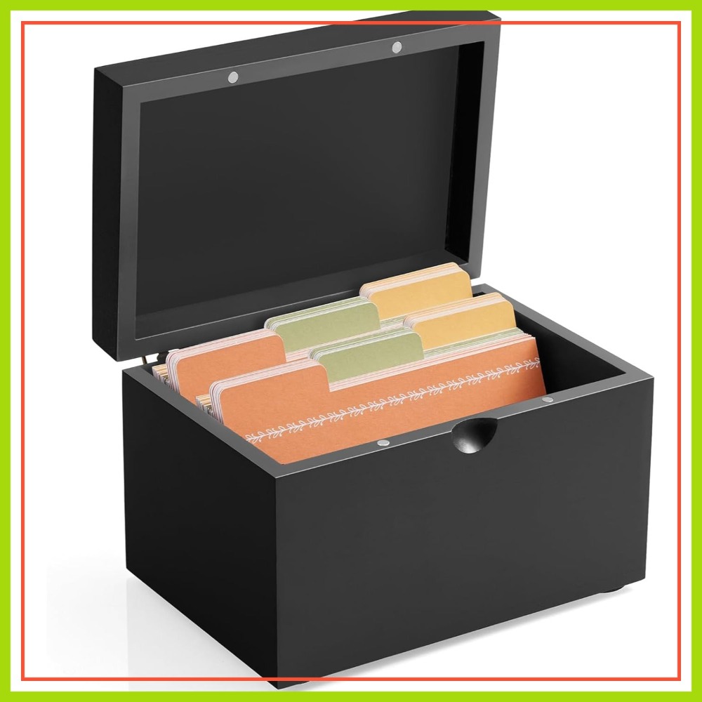 Index Card Holder - Wooden 3x5 Index Card Holder with