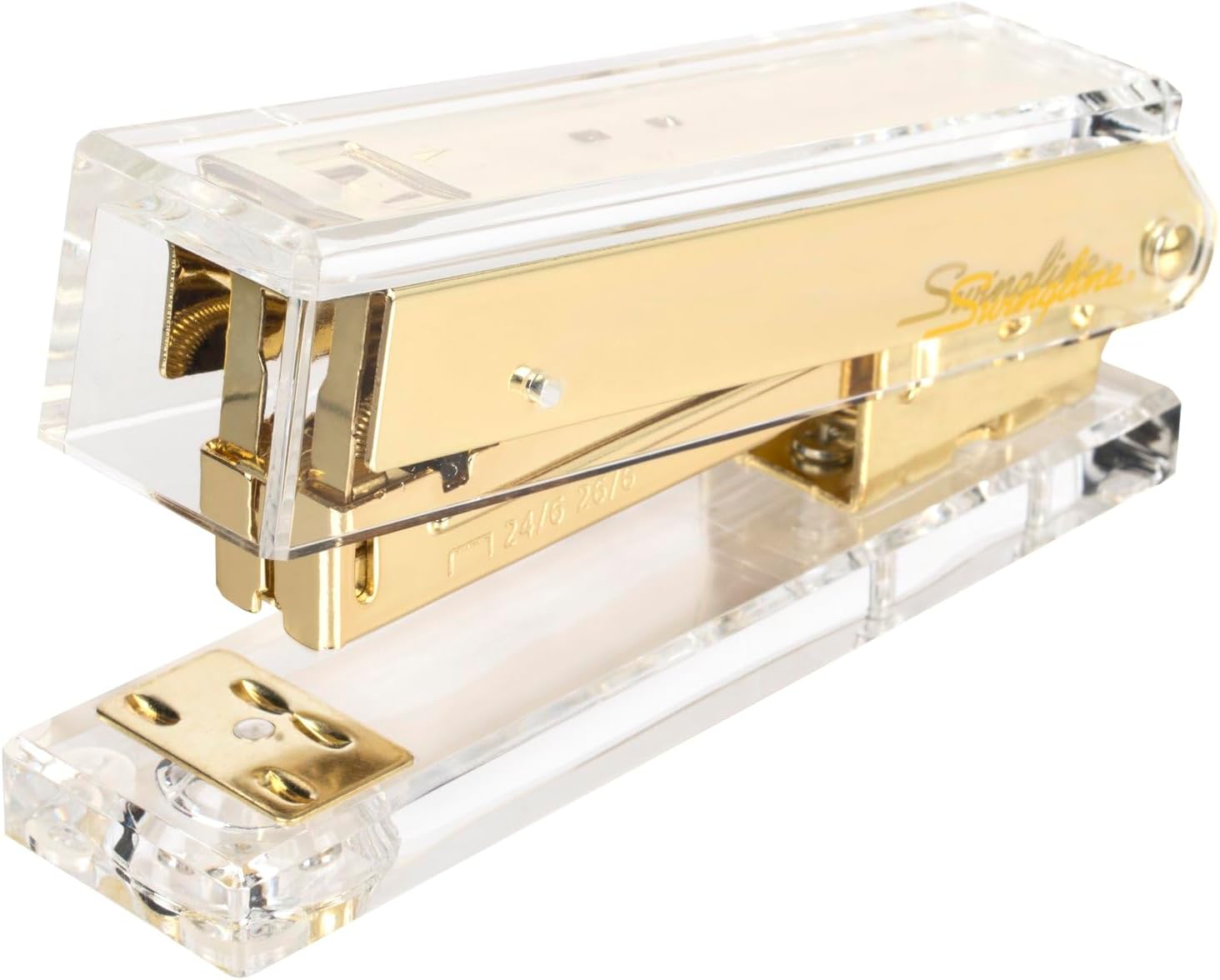 Stapler Half Strip - Clear Acrylic Gold Stapler for Desk,