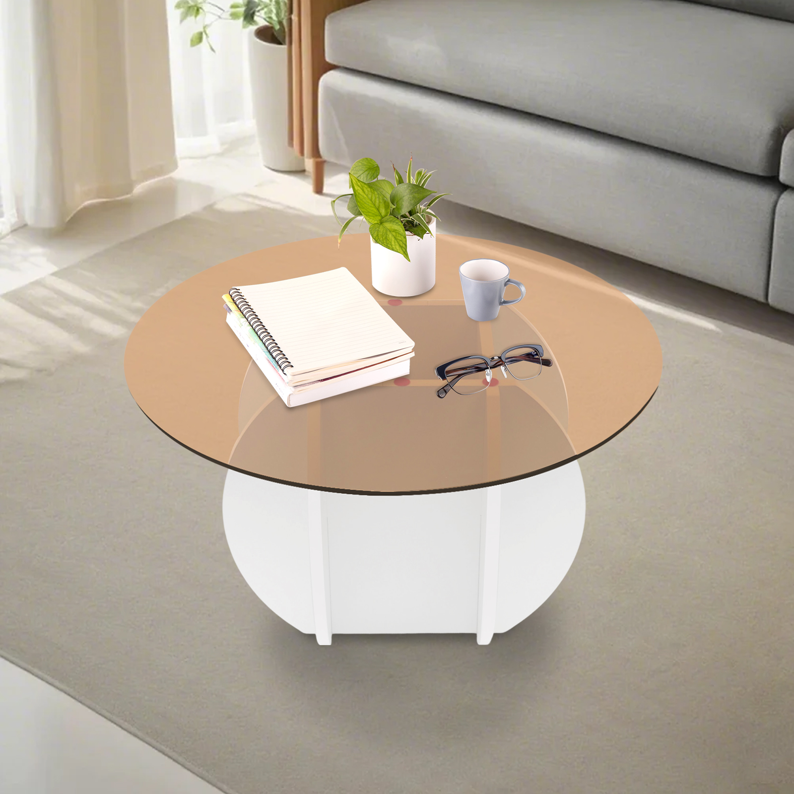 Modern Round Coffee Table 27.6 - Book Weight Glass incelemesi ve fiyatı