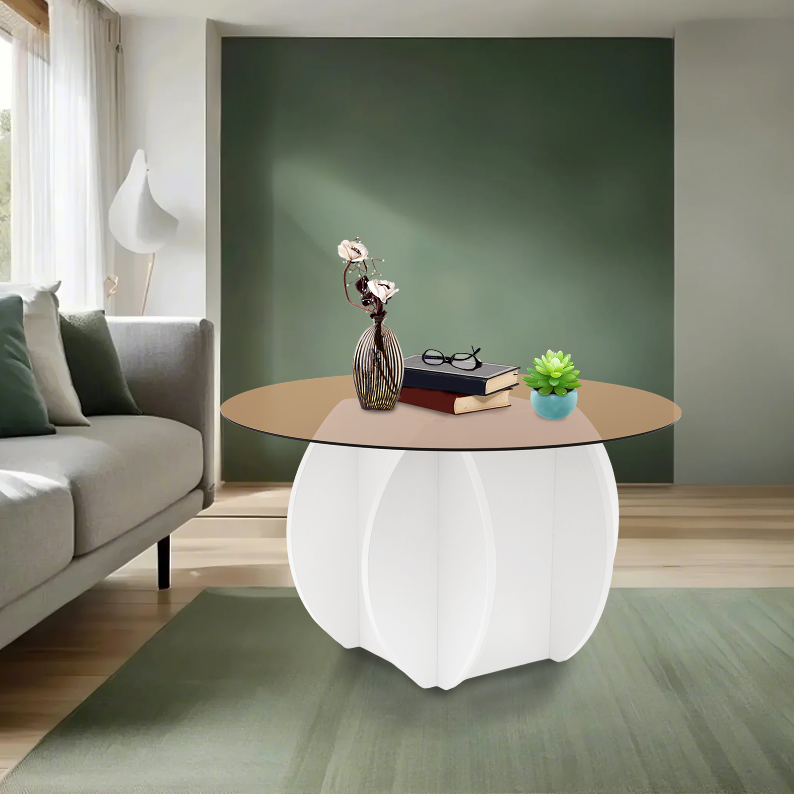 Modern Round Coffee Table 27.6 - Book Weight Glass incelemesi ve fiyatı