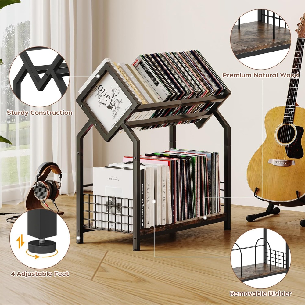 2-Tier Vinyl Record Storage Ho - Magazine Holder Rack incelemesi ve fiyatı