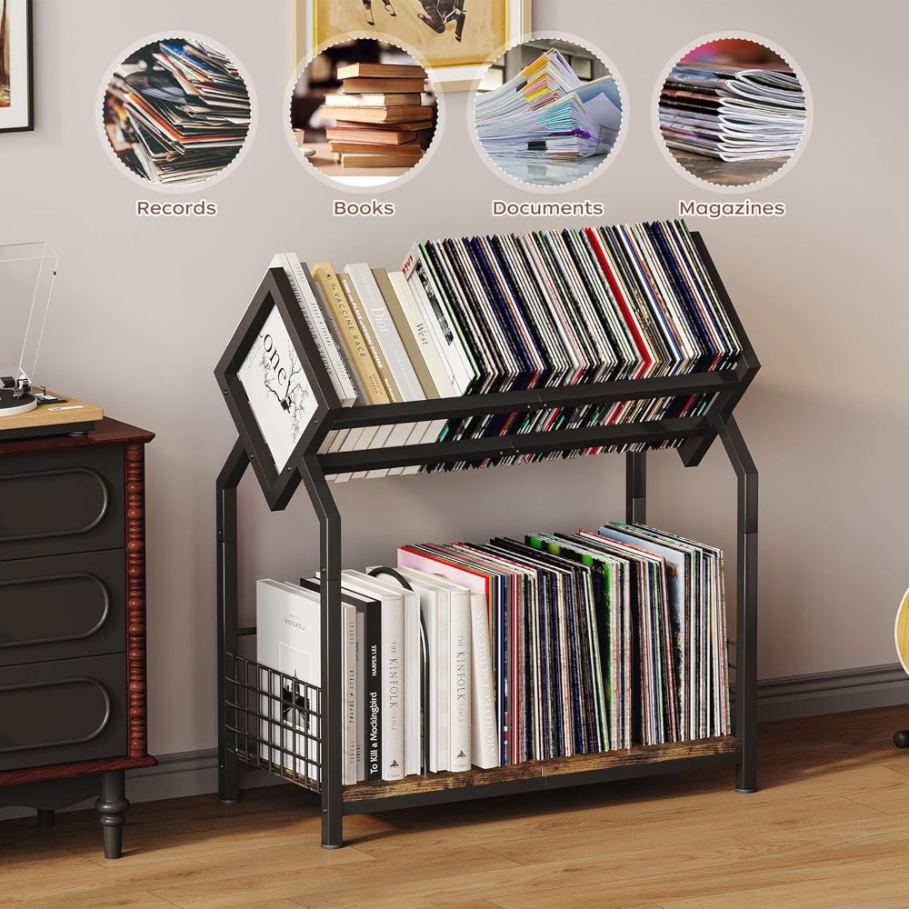 2-Tier Vinyl Record Storage Ho - Magazine Holder Rack incelemesi ve fiyatı
