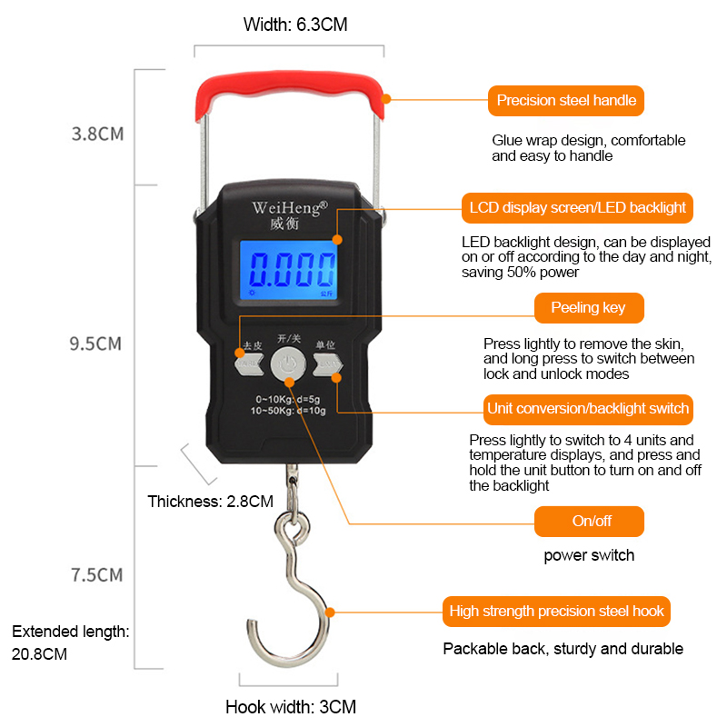 Portable Hanging Hook Scale 50 - Tape Dispenser Weighted incelemesi ve fiyatı