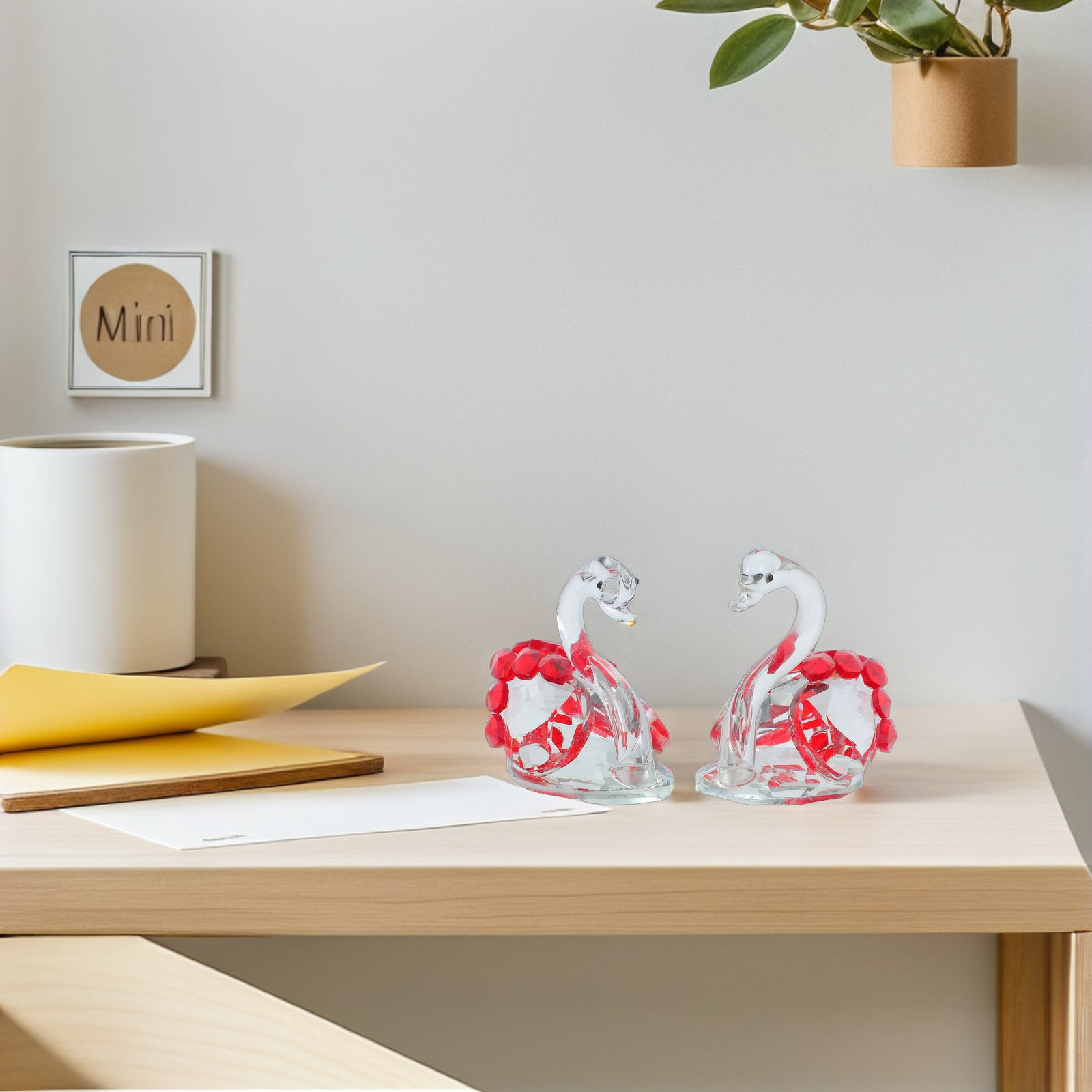 2Pcs Crystal Couple Swan Statu - Paper Weight Crystal incelemesi ve fiyatı