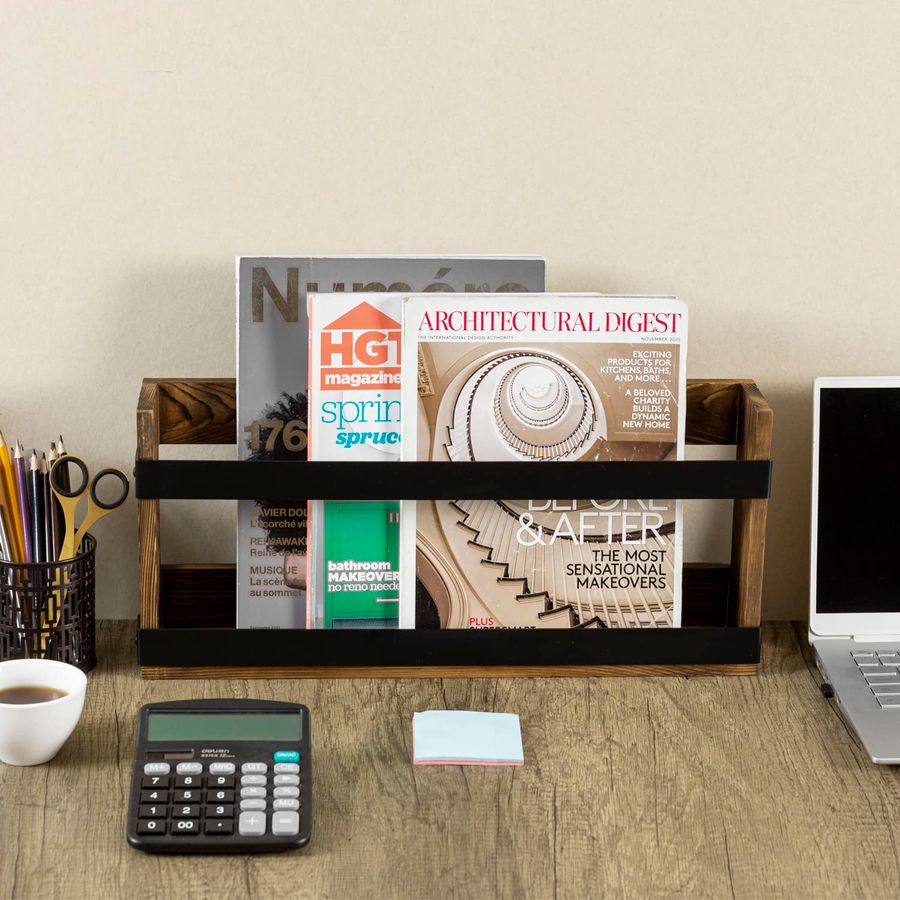 Rustic Burnt Solid Wood and In - Magazine Holder Rack incelemesi ve fiyatı